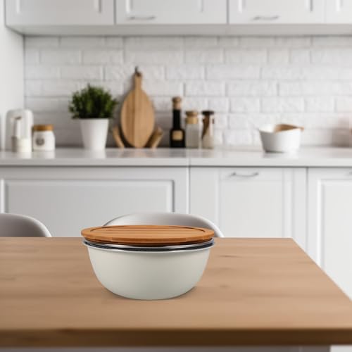 Set de colador y bowl de acero inoxidable con tapa de madera miniatura 6