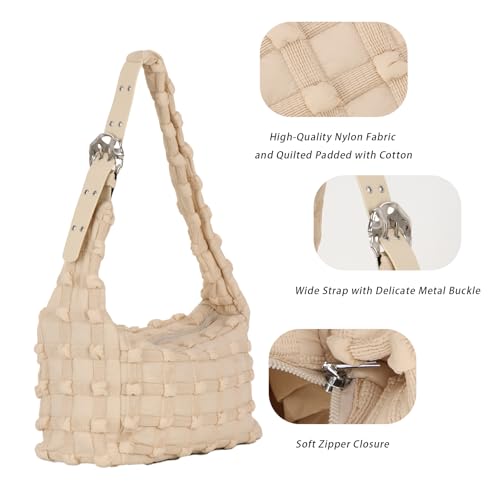 Lanpet Puffer Tote Bag for Women Large Lightweight Nylon Tote Bag Quilted Carryall Bag Soft Puffy Crossbody Bag Hobo Handbags4