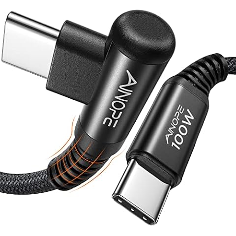 USB C to USB C Cable 100W [10ft 90 Degree], AINOPE Type C to Type C 20V/5A Super Fast Charging Nylon Braided Cable compatible with MacBook Pro 2020/19/18, iPad Pro 2020/18/Air 4, Galaxy S21/20/Note 20 Cover