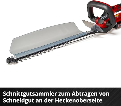 Foto von Einhell Akku-Heckenschere GC-CH 1855/1 Li Kit Power X-Change (18 V, 55 cm Schnittlänge, 18 mm Zahnabstand, drehbarer Handgriff, Schnittgutsammler, inkl. 2,5 Ah Akku & Ladegerät)