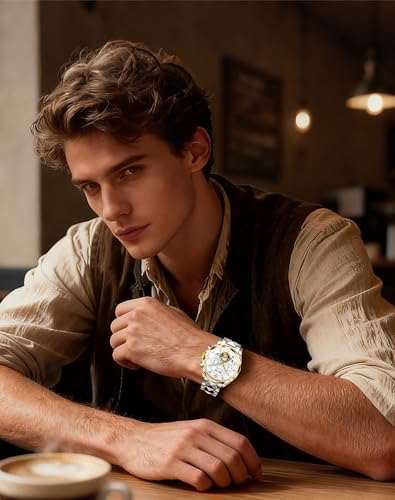 Image of OLEVS Men Automatic Watch Diamond Skeleton Mechanical Original Luxury Self Winding Wrist Watch for Men