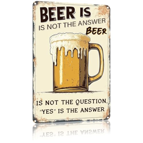 Funny Bar Metal Tin Sign Beer Is Not The Answer Retro Aluminum Sign Beer Wall Decor for Home Kitchen Bar Cafe Pub Garden Party 12×16 Inch