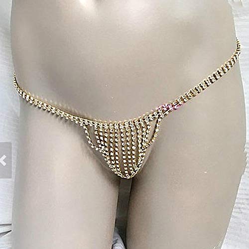 Calcinha feminina sexy com strass, calcinha fio dental de noiva com franja de cristal, corrente corp