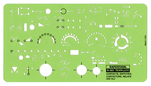Rapidesign Contacts/Switches/Contactors/Relays Template, 1 Each (R302)