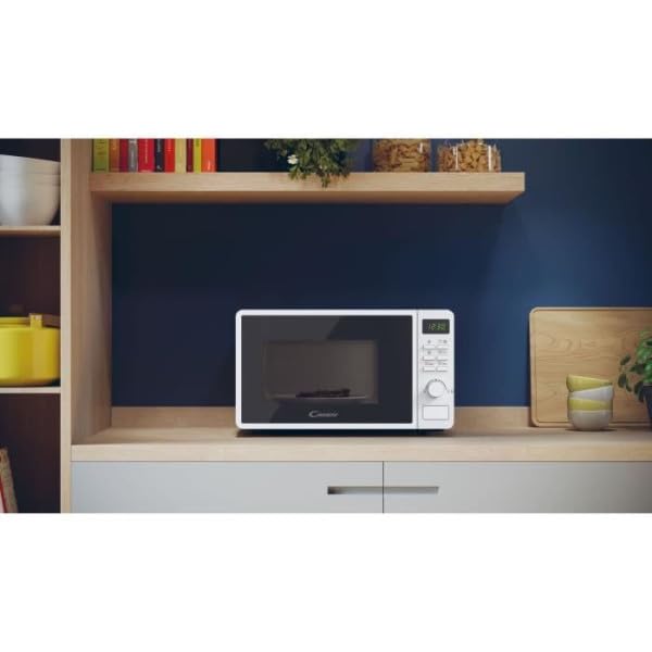 Candy Idea CMGA20SDLWLI Four Micro-ondes Gril 700W 20L Digital, Fonctions Gril et Décongélation, 8 Menus Auto, Cuisson Express, Plateau Tournant, 5 Niveaux de Puissance, Grille Métal, Blanc & Noir – Image 3