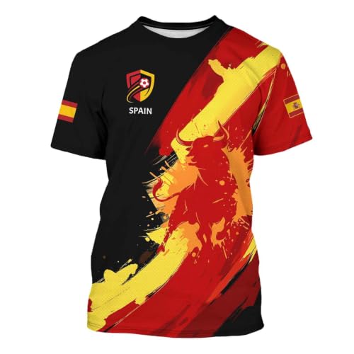 BJU Spain Soccer Jersey Sports Fan Jersey Collection Football Training Apparel T-Shirt Crewneck Short Sleeves for Men and Women