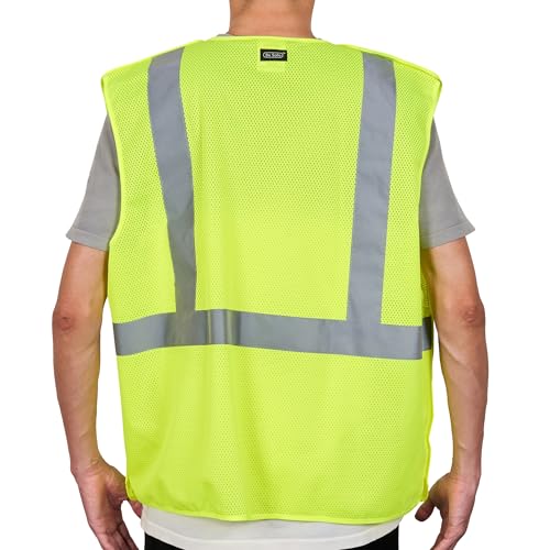 Image of Restaurantware Reflective Safety Vest 20 Count 29.213 x 30.315 Inches High Visibility Multi-Pocket Zipper Front Safety Vest