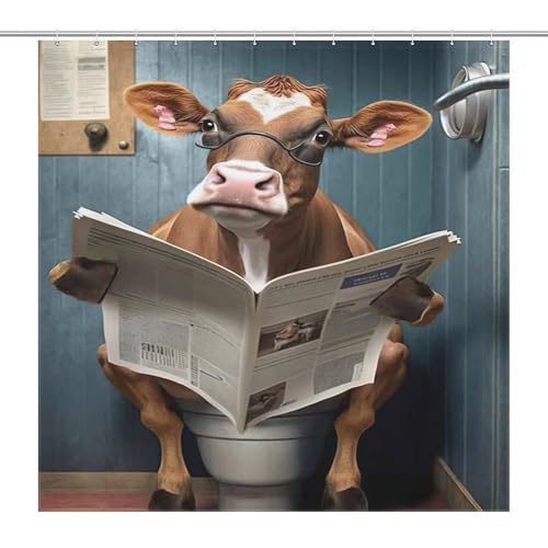 Rideau de douche vache en tissu imperméable durable avec crochets