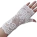 monochef Women Short Lace Gloves Sunblock Fingerless Bridal Wrist Gloves Opera Evening Wedding Tea Party Prom Cosplay 1920s (Black+White)
