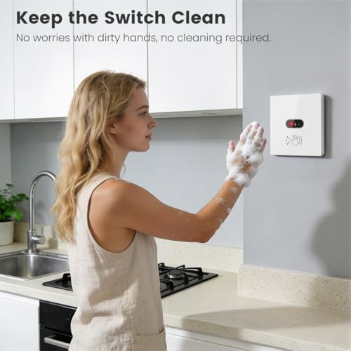 Smart Motion Sensor Light Switch Wifi Motion Sensor Hand Wave Switch, 8cm Sensor Switch 10A, Voice Contral Suitable for Bedroom Kitchen Bathroom (Support No-Neutral & Neutral Required) - Image 3