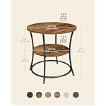 VASAGLE Side Table, Round End Table with 2 Storage Shelves for Living Room, Bedroom, Nightstand with Steel Frame for Small Spaces, Accent Coffee Table, Rustic Brown and Ink Black - Image 3