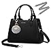 IGOLUMON Women's Top-Handle Handbags Vegan Leather Purses for Women Designer Tote Purse and Handbag with Cute Pompom Satchel Bags for Women Ladies Waterproof Shoulder Bag Crossbody Fashion Black