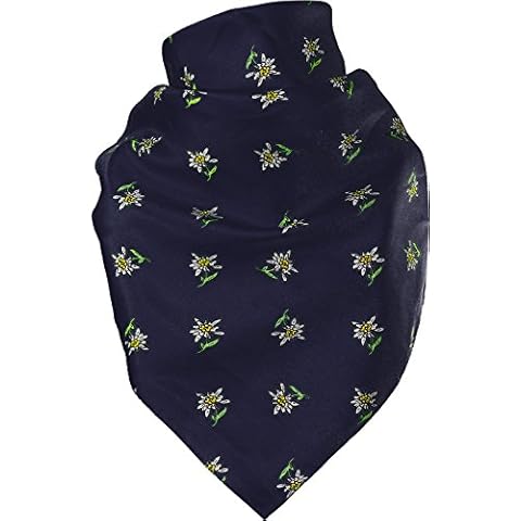 Harrys-Collection Fine Scarf with Edelweiss design, in various Colours, 60 x 60 cm - Blue - One size Cover