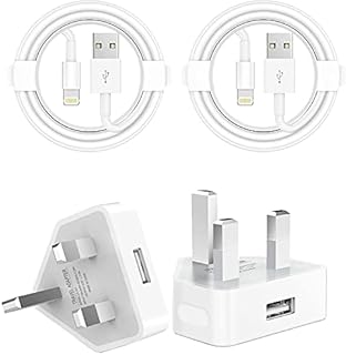 Unique Secure iPhone Charger CableApple MFi Certified2 Pack USB Plug UK Adaptor & 1M USB to Lightning Cable Compatible iPhone 13 Pro Max/13/12 Pro/12 Mini/11/XS Max/XR/X/XS/8 Plus/iPad/AirPods etc