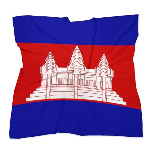 Cambodia Cambodian Flag Fashion Square Silk Scarf Soft Lightweight Neck Hair Head Scarves3