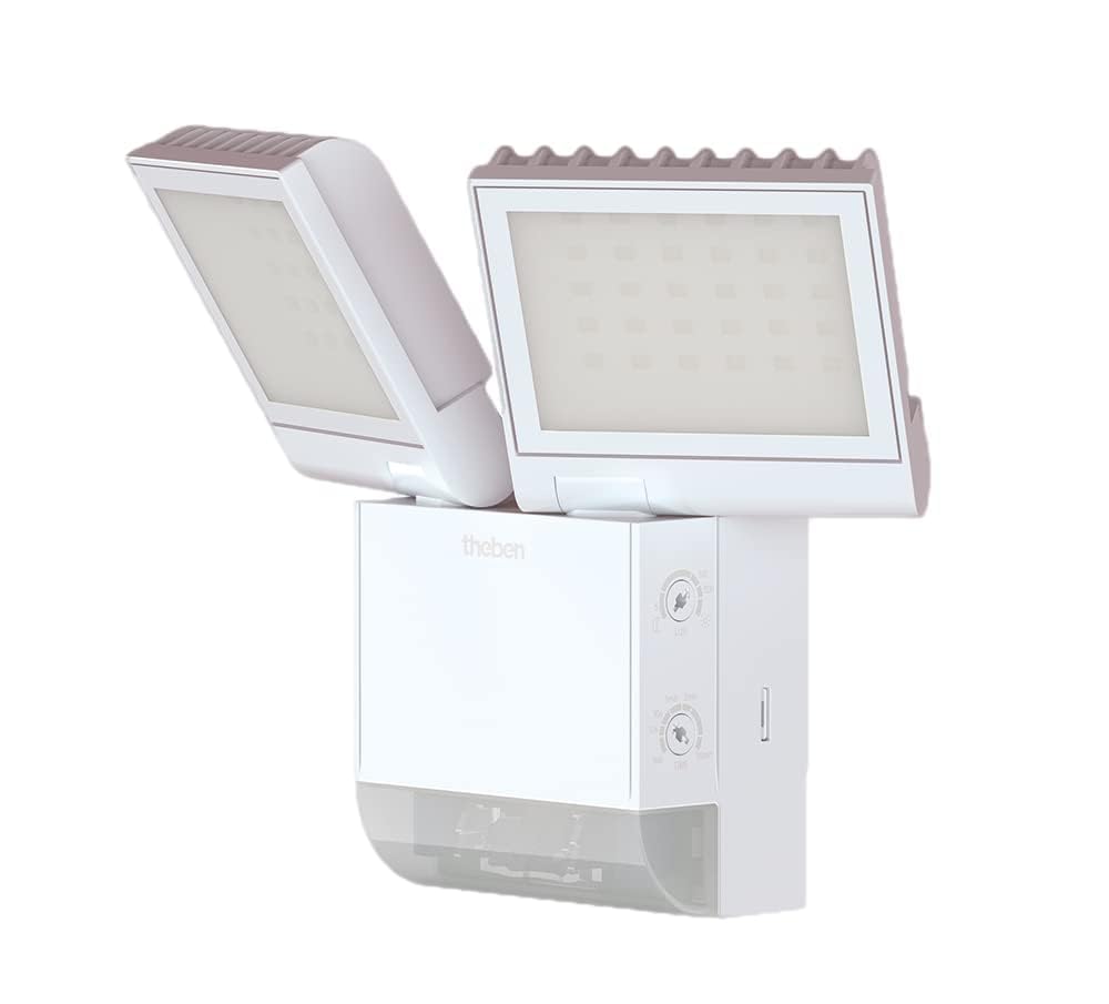 Theben 1020802 theLeda S17-100 WH LED-Strahler 17 W Bewegungsmelder weiß | Wandmontage außen, 4000 K neutralweiß, 180° mit 10 m Reichweite, dreh-/schwenkbar, IP55, 2x900 lm, zusätzlicher Schaltausgang
