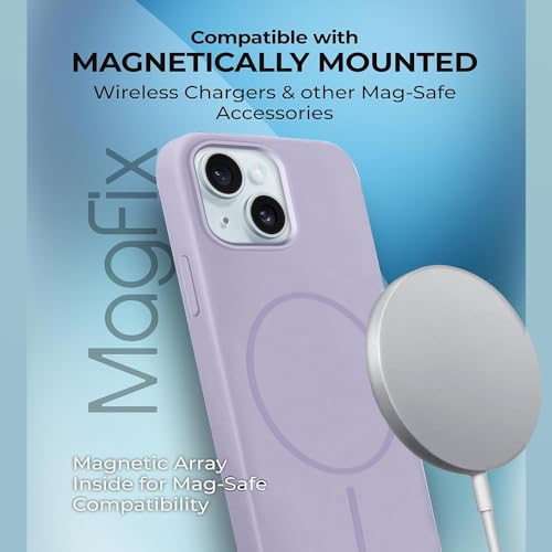 Image of iPhone 15 Silicone Magsafe Case | Shock Proof Design & Camera Protection | Premium Rubberised Apple iPhone 15 Cover (Microfiber Lining) | Magnetic Liquid Silicone - Purple