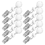 MINAOLULUS 12 Pièces Poids Lourds en Cristal avec Pinces en Métal pour Nappes et Rideaux, Prise Ferme et Design Décoratif Unique pour Maison et Occasions Variées