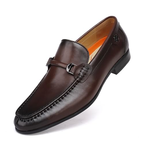 Mens Buckle Dress Shoes Loafers Classic Leather Business Dress Loafer Formal Slip On Penny Loafer Shoes - Main Image