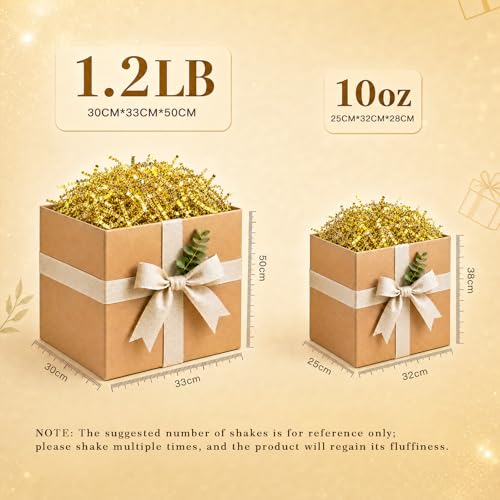 VAKAFFIA 10oz Crinkle Cut Paper Filler Shreds for Gift Baskets, Confetti Shredded Paper Stuffing Grass Basket Stuffers for Bag, Bridesmaid Proposal Box, Packing, Party Favors Craft Decor Gold — view 6