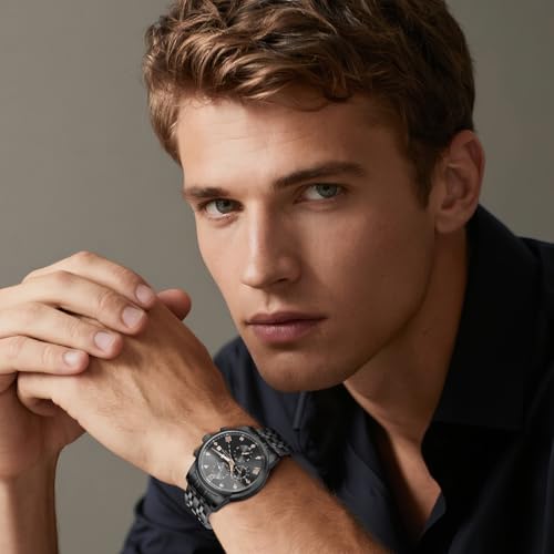 Image of Sapphero Watches for Men Waterproof Luminous Watches with Date Dial Chronograph Analog Quartz Movement Steel Stainless Business Wrist Watches Mens Gifts