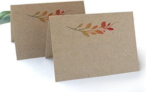 20 Pack - Fall Wedding Name Cards - Thanksgiving or Halloween Party Kraft Place Cards (20) - Write Your Own Names - Pack of 20