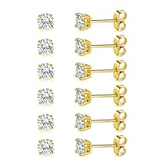 Yellow gold-6mm-6 pairs