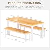 Dining Table Set for 4, Kitchen Table Set with 2 Benches, 3-Piece Dining Table and Chair Set, Dining Room Table Set for Small Space, Kitchen, Dining Room, Apartment, Breakfast Nook, Beige
