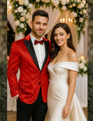 COOFANDY Mens Tuxedo Jacket Slim Fit Velvet Blazer One Button Suit Jacket for Wedding Prom Party4