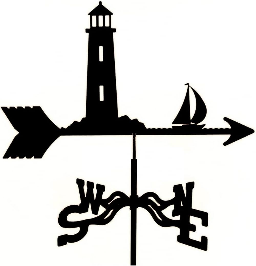 WIQUYBML Stainless Steel Lighthouse Weather Vane Creative Wind Direction Indicator for Garden Mount Yard Decoration