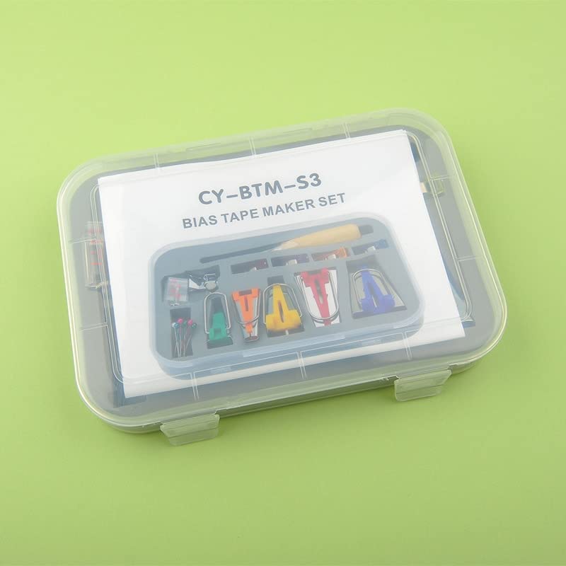 Sew Bias Tape Maker Kits with All 5sizes 6mm 9mm 12mm 18mm 25mm Binding Foot Craft Clips Awl Quilter's Pin - (Color: Multi, Style A)
