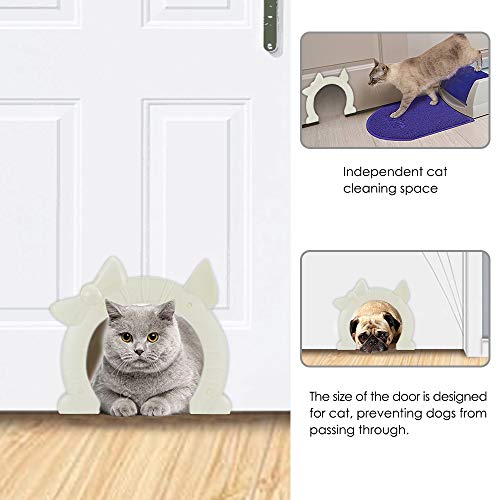 Slowton Cat Door, Pet Door for Cats Interior Door 2 Way Kitty Hole Shape Pass Fits Hollow Core Glass Solid Door for Cats… - Image 3