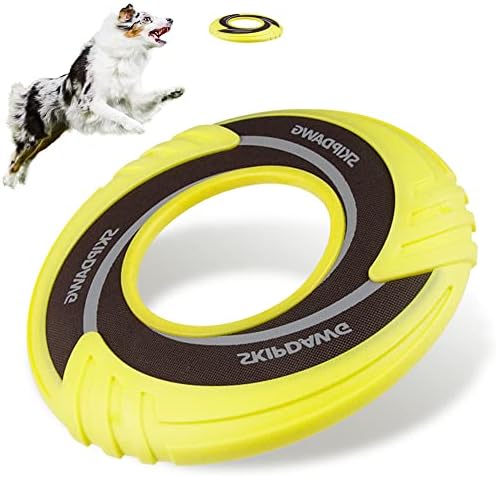 SKIPDAWG Interactive Dog Tug Toy, Dog Flying Disc Dog Water Toy Non-Toxic Light TPR/Nylon Fabric, Pet Training Toys/Outdoor Exercise Toys for Dogs, Diameter 9 Inches