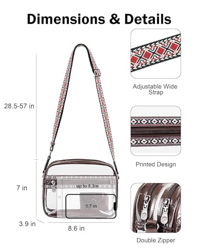 Image of FADEON Clear Bag for Stadium Events, Clear Crossbody Bag, Transparent Purse | Double-Zipper Clear Crossbody Meets 12 inchx12 inchx6 inch Stadium, Reinforced Straps, Waterproof for Concerts, Sports & Festivals