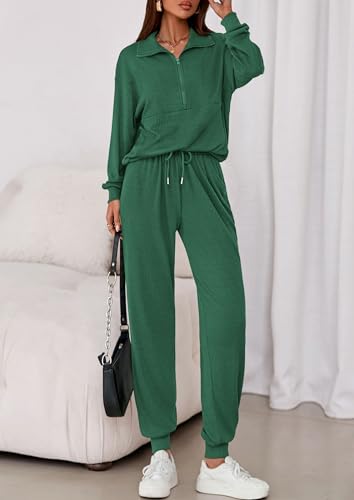 PRETTYGARDEN Women's Fall 2 Piece Lounge Sets Zip Up Sweatshirt Jogger Pants Sweat Track Suits Travel Outfit Winter Clothing