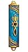 Messianic Mezuzah with Scroll for Door Blue Enamel & Crystals Jerusalem Seal Mezuzah from Israel Religious Gift 8 cm
