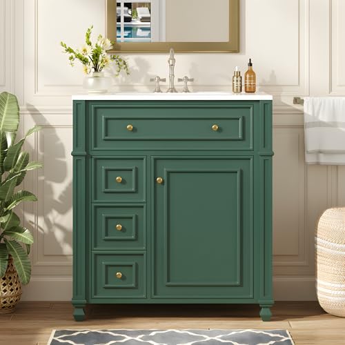 Marzzi 30" Bathroom Vanity with Sink, Modern Vintage Bathroom Vanity