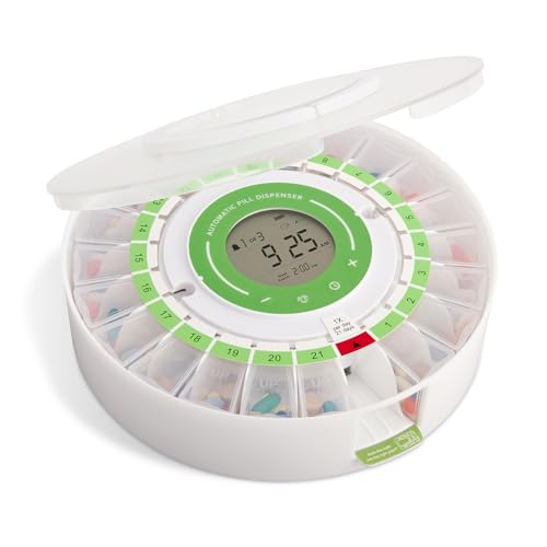 LiveFine Automatic Pill Dispenser Removable Cups, 21