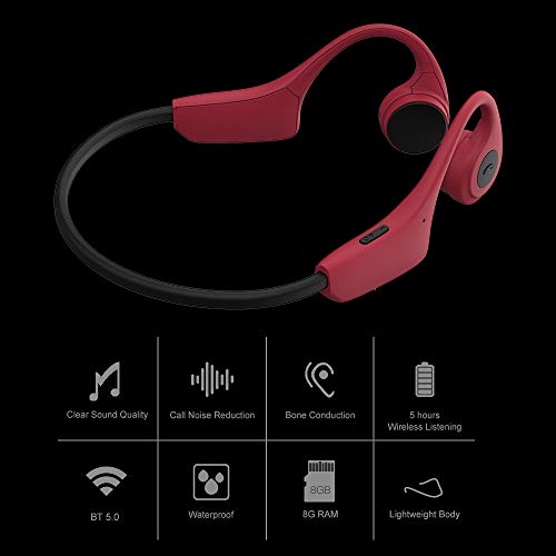 Btuty H10 fone de ouvido de condução óssea BT 5.0 fones de ouvido sem fio 8 gb mp3 player com microf