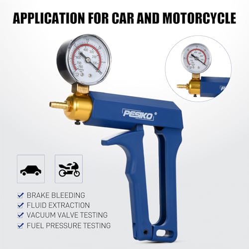 PESIKO Hand Vacuum Pump Brake Bleeder Kit, 2 in 1 Fluid Extractor Pump Vacuum Gauge Automotive for Motorcycle, Car, Truck Brake Fluid Tester by PESIKO - Image 2