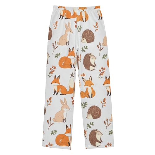 Hedgehog Fox Boys Long Pants Soft Trousers Elastic Waist Kids Lounge Bottoms with Pockets S-XL