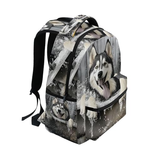 Husky Bathtub Vintage Backpack Daypack Shoulder Bag Book Bag Lightweight Back Pack 11.4 ×16 Inch2