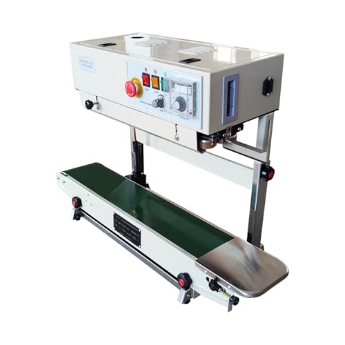 LGXEnzhuo Horizontal Continuous Band Sealer Plastic Film Auto Packing Machine Verticle Type Continuous Sealing Machine with Embossing Wheel for Small Plastic Bag Packaging FR-770 110V