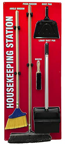 5S Housekeeping Shadow Board Broom Station RED (with Broom Kit)