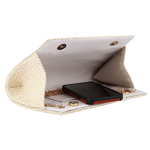 Image of YYW Summer Beach Straw Evening Bag,Straw Clutch Purse Straw Handbag Shoulder Bag Top-handle Bag