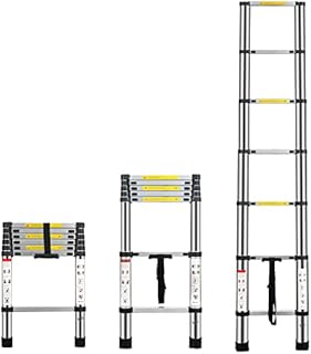 Multibao 6.56FT / 2M Telescopic Ladder Aluminium Loft 2.0M Telescoping Ladders Portable Extendable Multi Purpose DIY Tools Max Load 150kg(330lb)