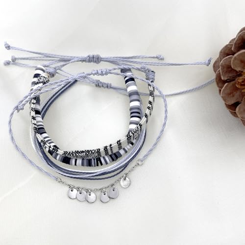 Image of Beach Summer Ankle Bracelet for Women Handmade Braided Adjustable String Anklets Waterproof Surfer Bracelet