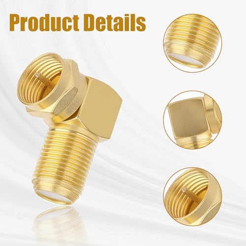 BTFO 4pcs RG6 90 Degree Coax Connectors, Weather-Resistant F Type Male to Female Right-Angle Flat Coaxial Cable Extender Compression Connector Adapter for RG6 Shield Cables HD TV Satellite Antennas — view 3