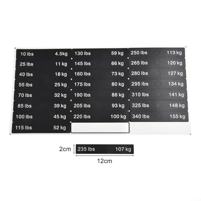 Fitness Equipment Weight Stickers Gym Weight Stack Label PP Weight Stickers(10LB-340LB)