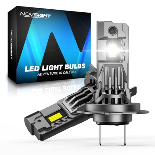NOVSIGHT Bombillas LED H7 para faros delanteros, 36000 lm, 100 W, bombilla H7 de 6500 K, luz blanca fría, kit de conversión Plug and Play de tamaño mini 1:1, IP68 impermeable, paquete de 2